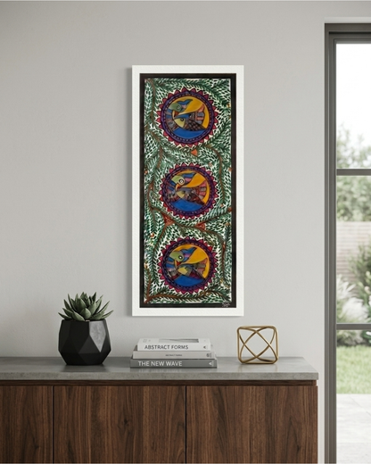 Handmade Peacock Fish Madhubani Traditional Folk Art