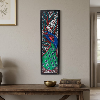 Handpainted Madhubani Peacock Wall Art for Home Decor