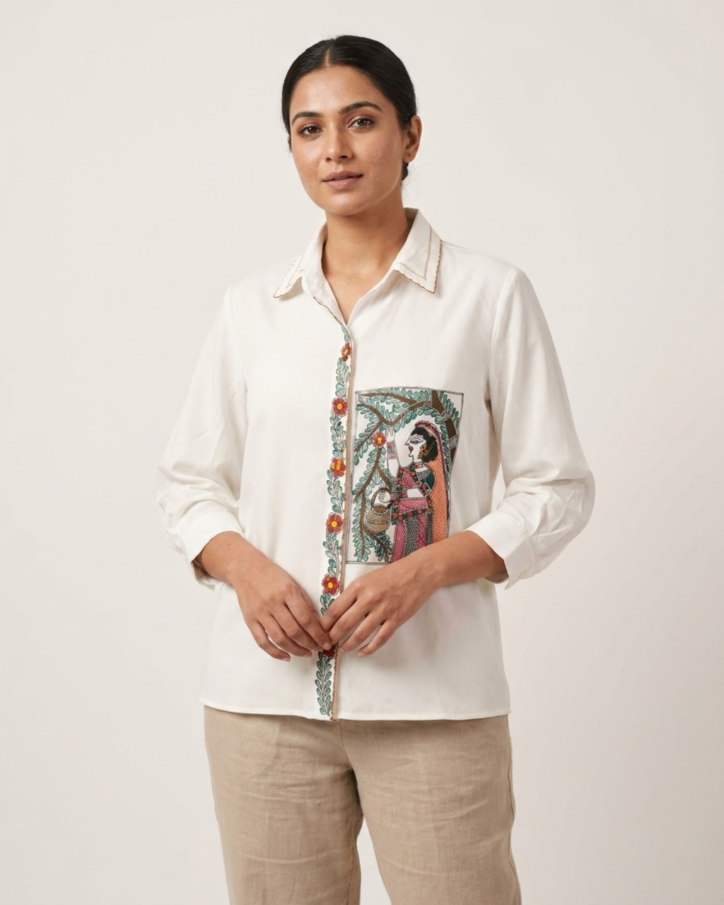 Madhubani Shirt for Women –  (Size M) | Ethnic Designer Wear