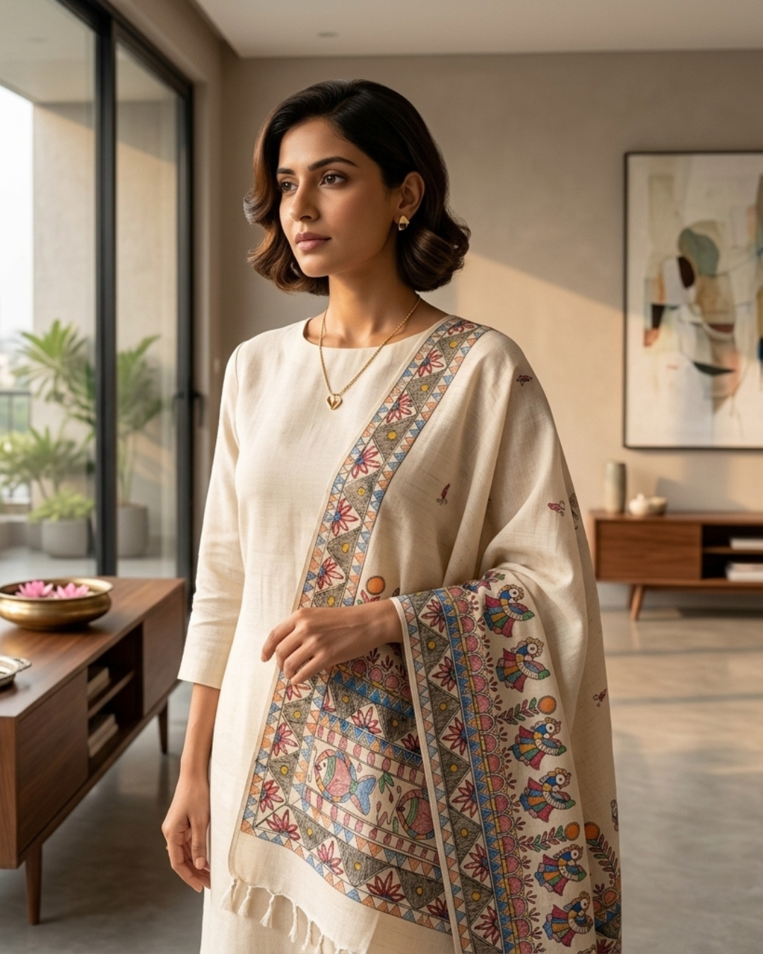 Handmade Madhubani Painting Dupatta for Women – Ethnic Handcrafted