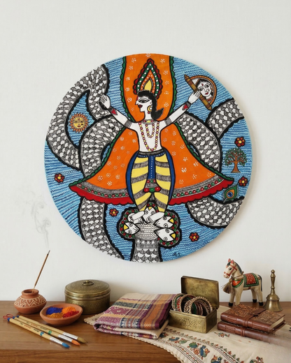 Kaliya Naag Madhubani Wall Art Handmade Mithila Painting