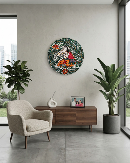 Krishna Mural Madhubani Wall Art Traditional Painting