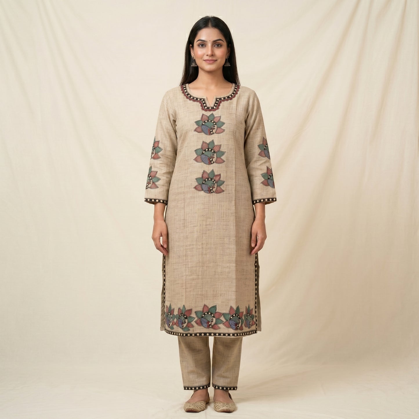 Hand-Painted Madhubani Kurti Palazzo Set for Women