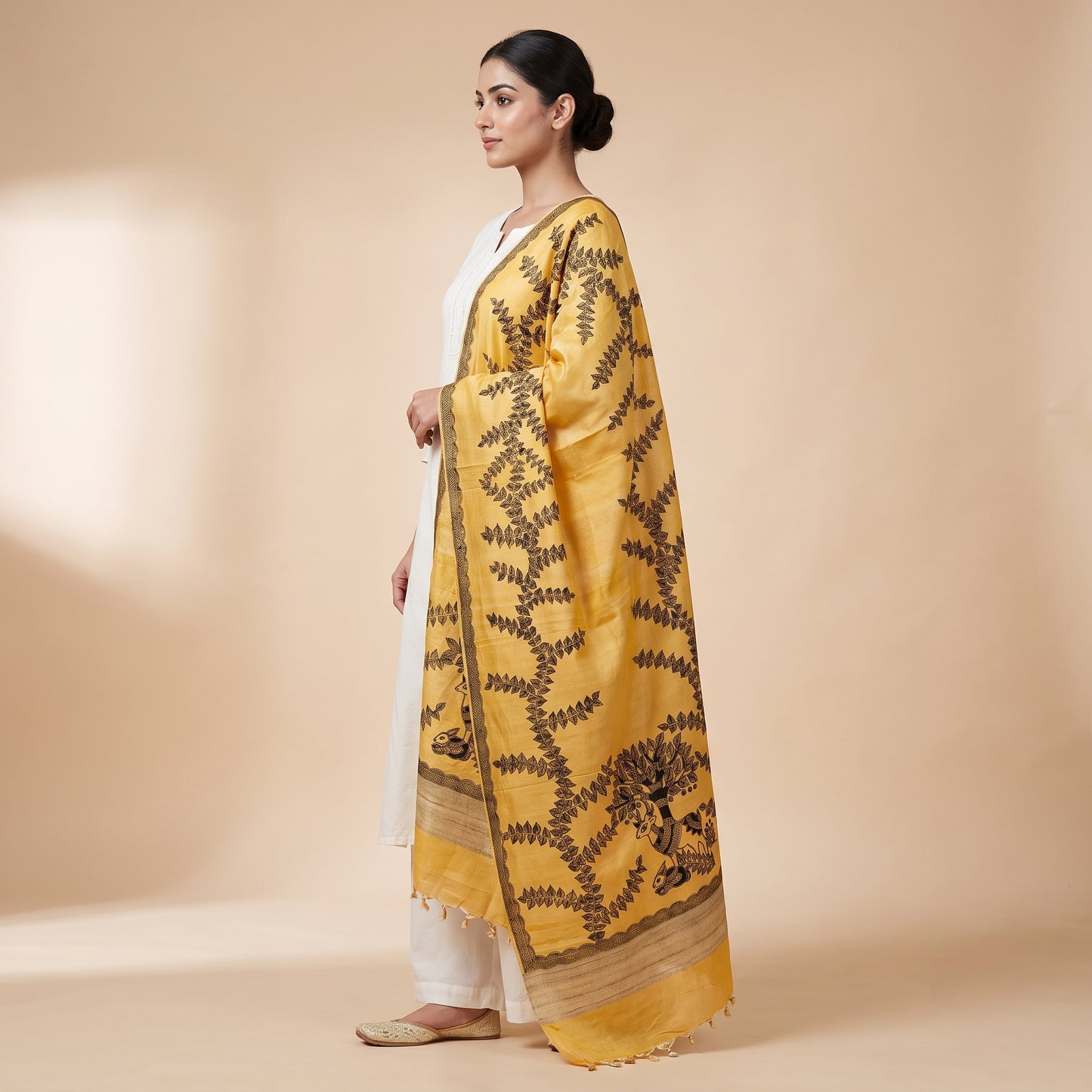 Handmade Madhubani Painting Dupatta for Women & Girls