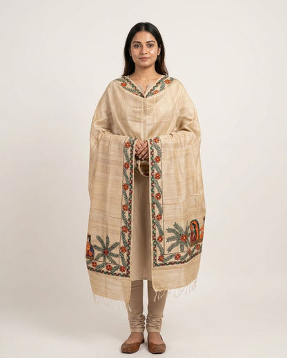 Handmade Madhubani Painting Dupatta for Women