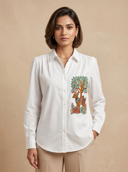 Handmade Madhubani Painting Women Shirt for Women