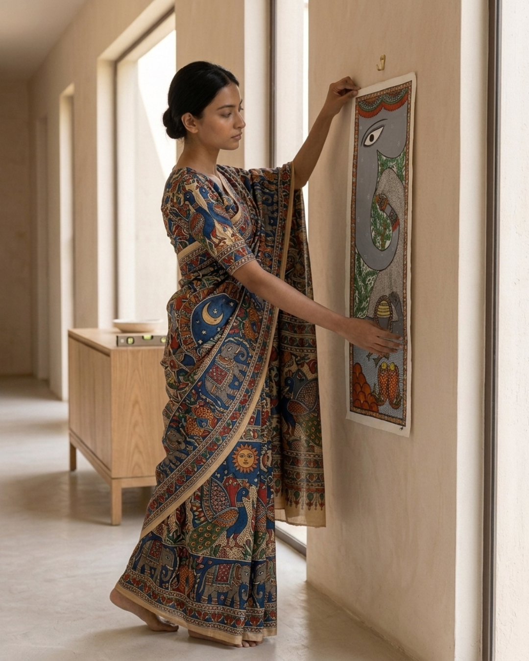 Elephant Tree of Life Madhubani Painting – Handmade Paper Art