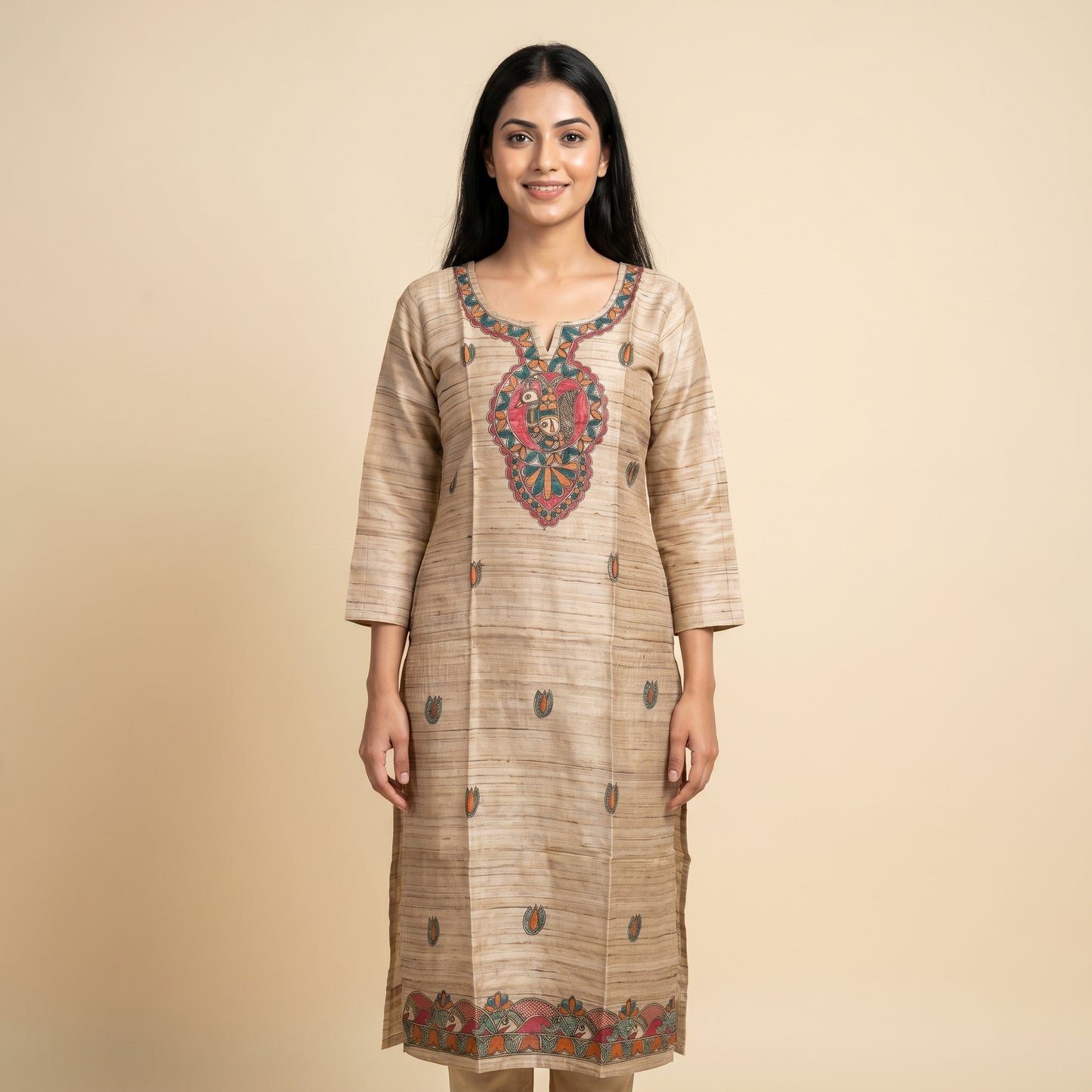 Hand-Painted Madhubani Readymade Kurti for Women