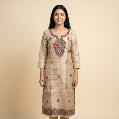 Hand-Painted Madhubani Readymade Kurti for Women
