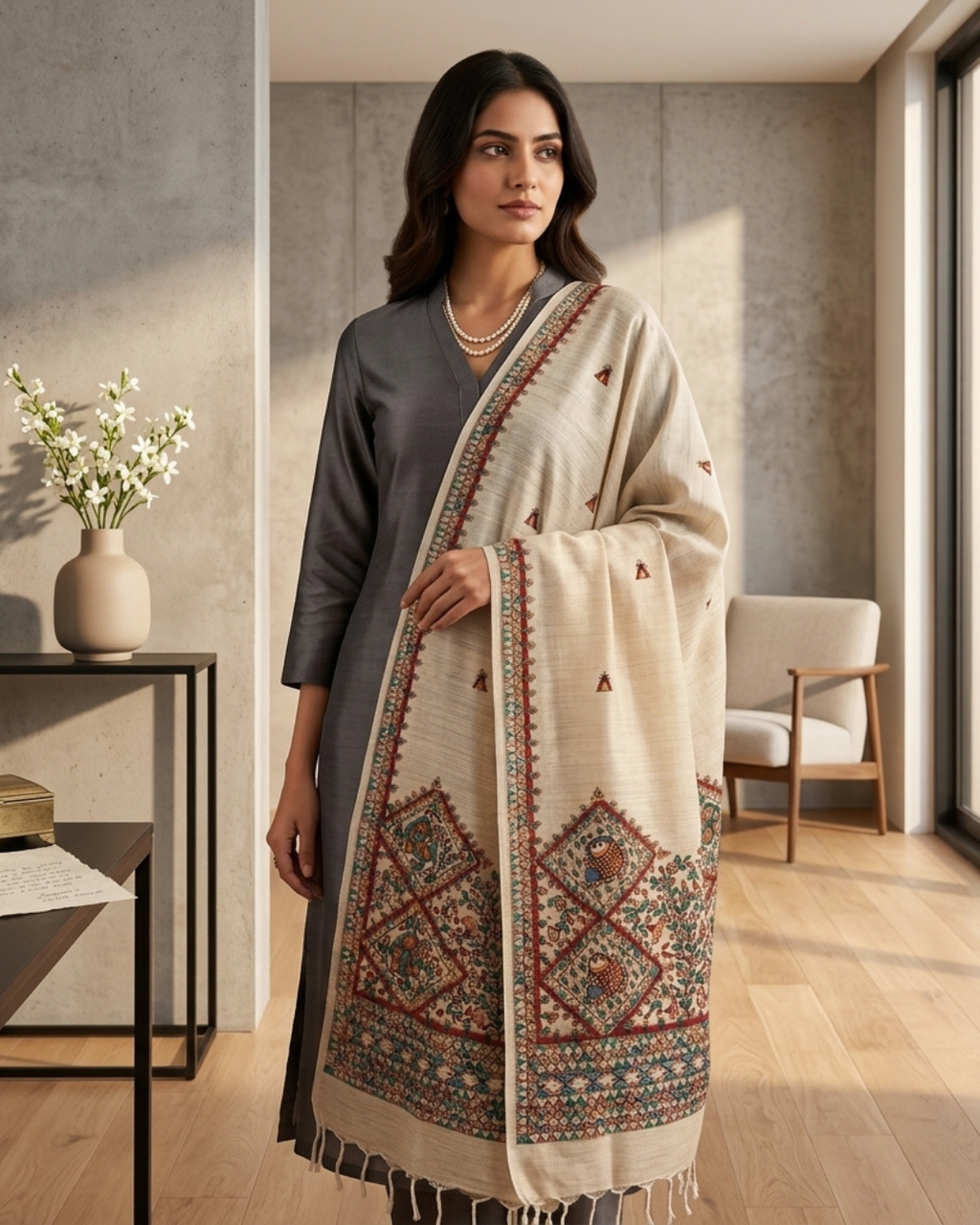 Handmade Madhubani Painting Dupatta for Women | Ethnic Handcrafted