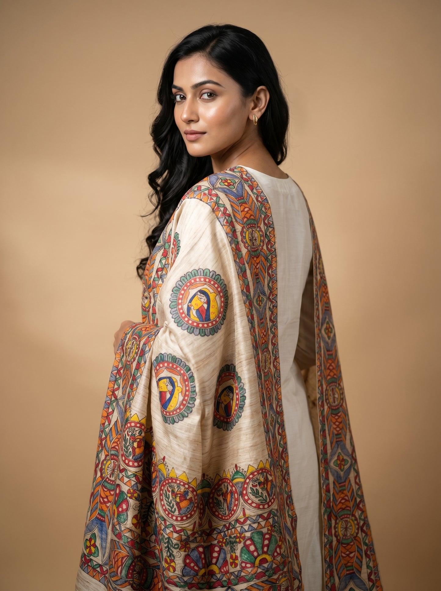 Handmade Madhubani Painting Dupatta for Women
