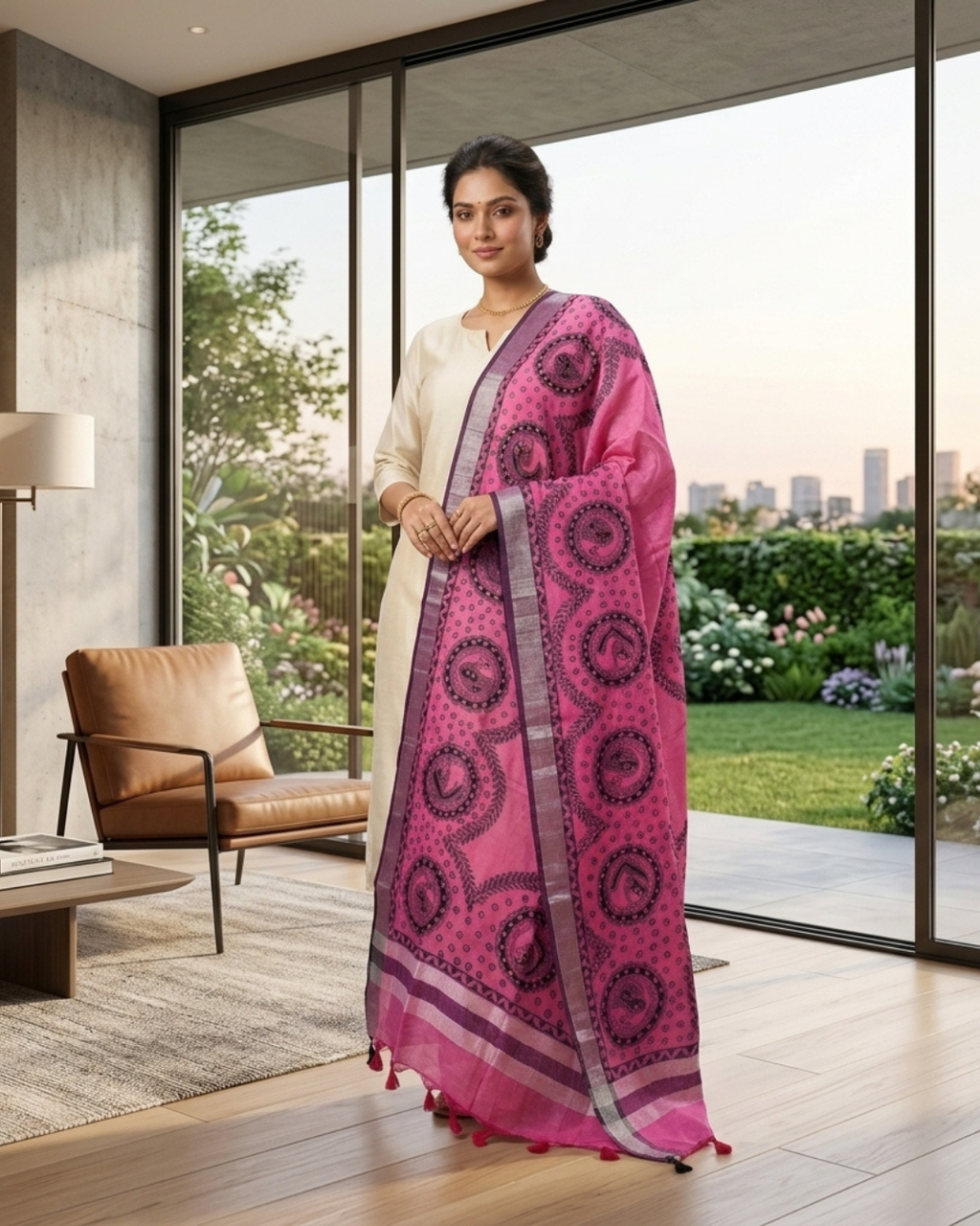 Handmade Madhubani Painting Dupatta for Women – Traditional Handcrafted Ethnic