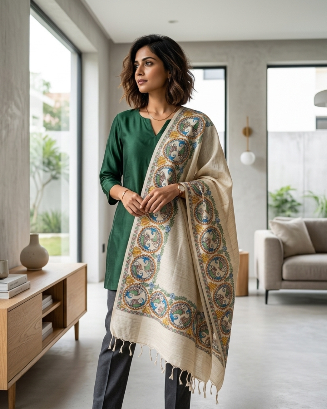 Handmade Madhubani Painting  Dupatta for Women – Ethnic Handcrafted