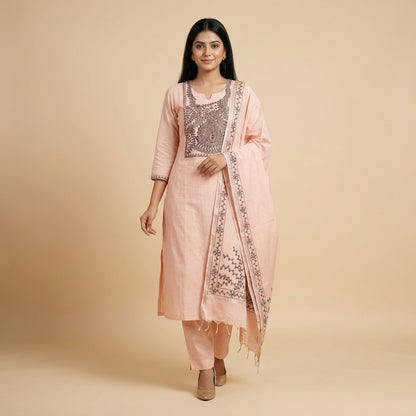 Hand-Painted Madhubani Kurti Plazzo Dupatta Set