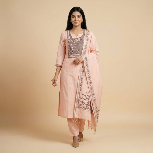 Hand-Painted Madhubani Kurti Plazzo Dupatta Set