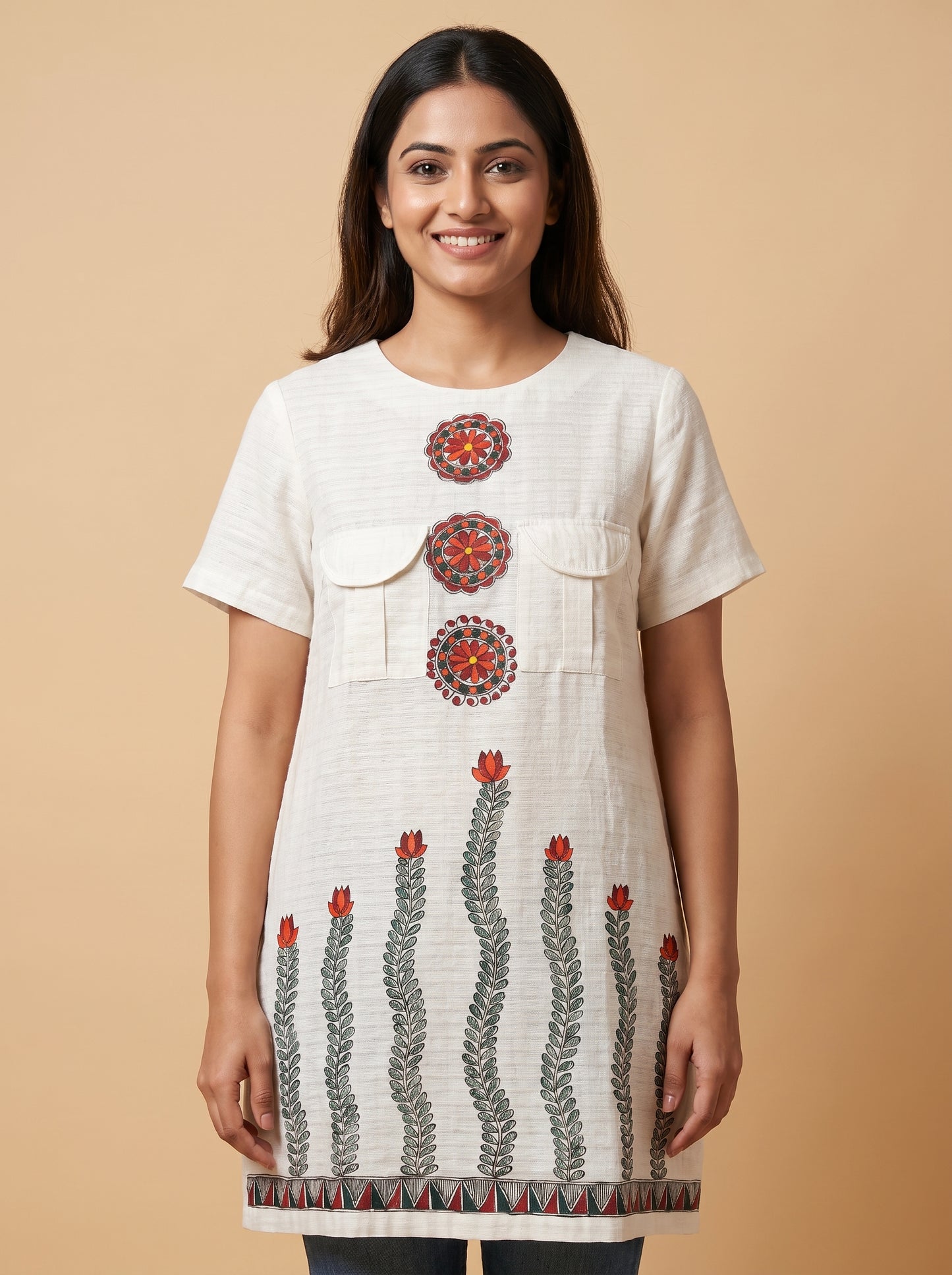 Handmade Madhubani Painting Women Long Top for Women