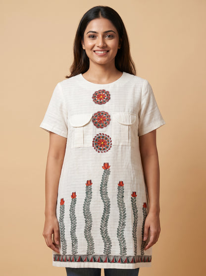Handmade Madhubani Painting Women Long Top for Women