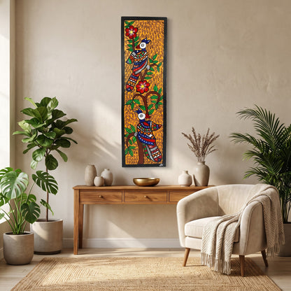 Birds & Tree of Life Handpainted Madhubani Wall Art