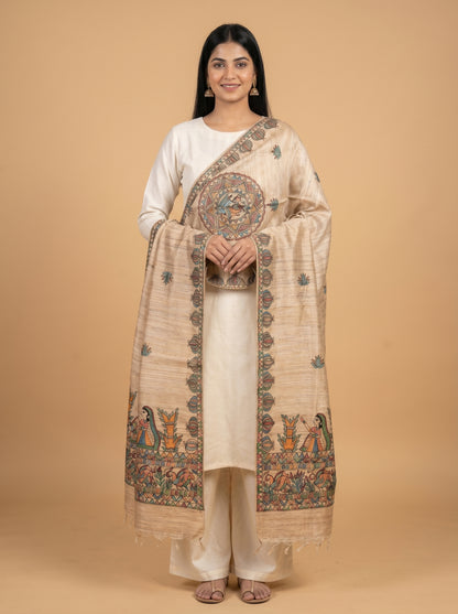 Handmade Madhubani Painting Dupatta for Women
