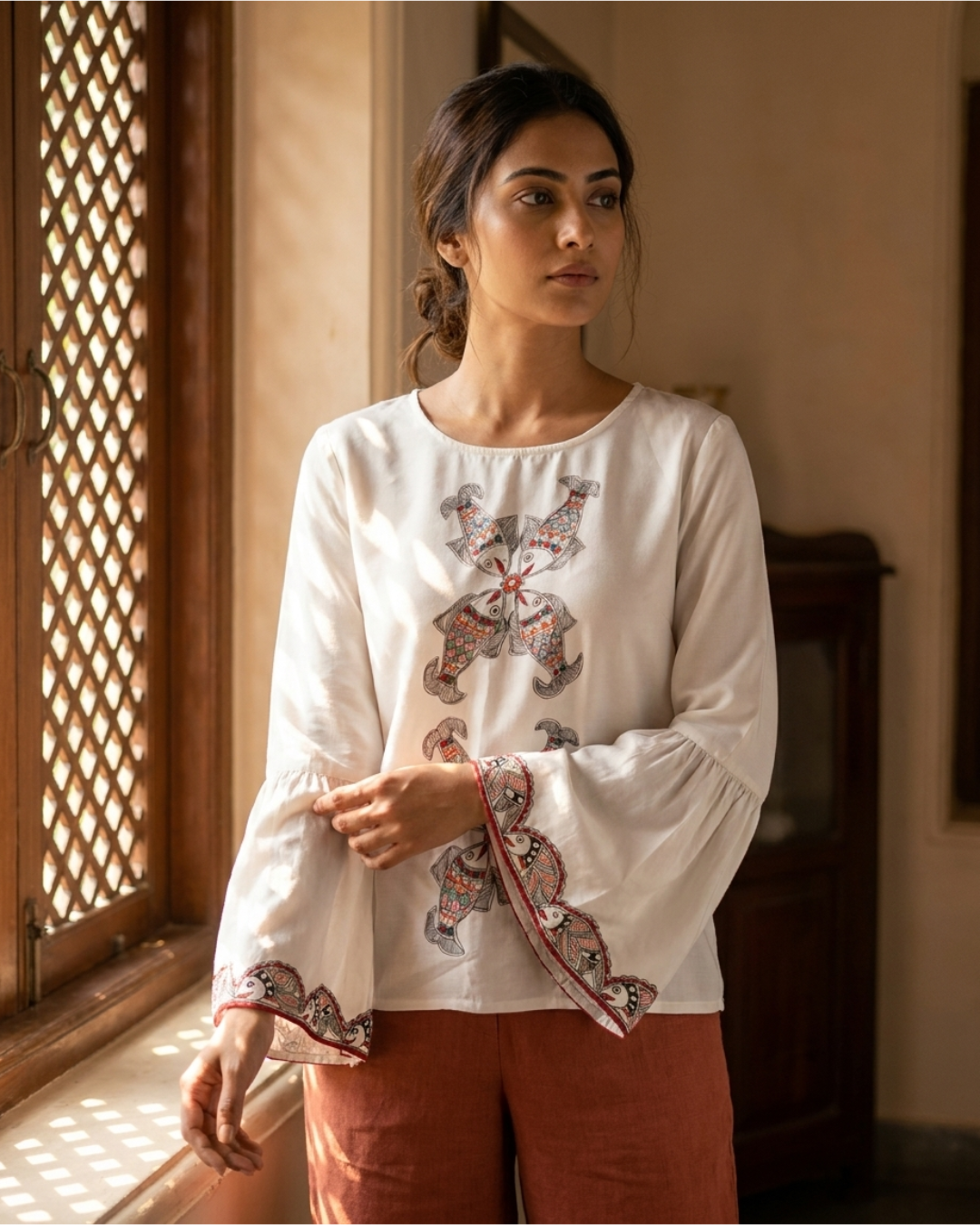 Women Madhubani Painting Top  – Handcrafted Ethnic Designer Wear for Women
