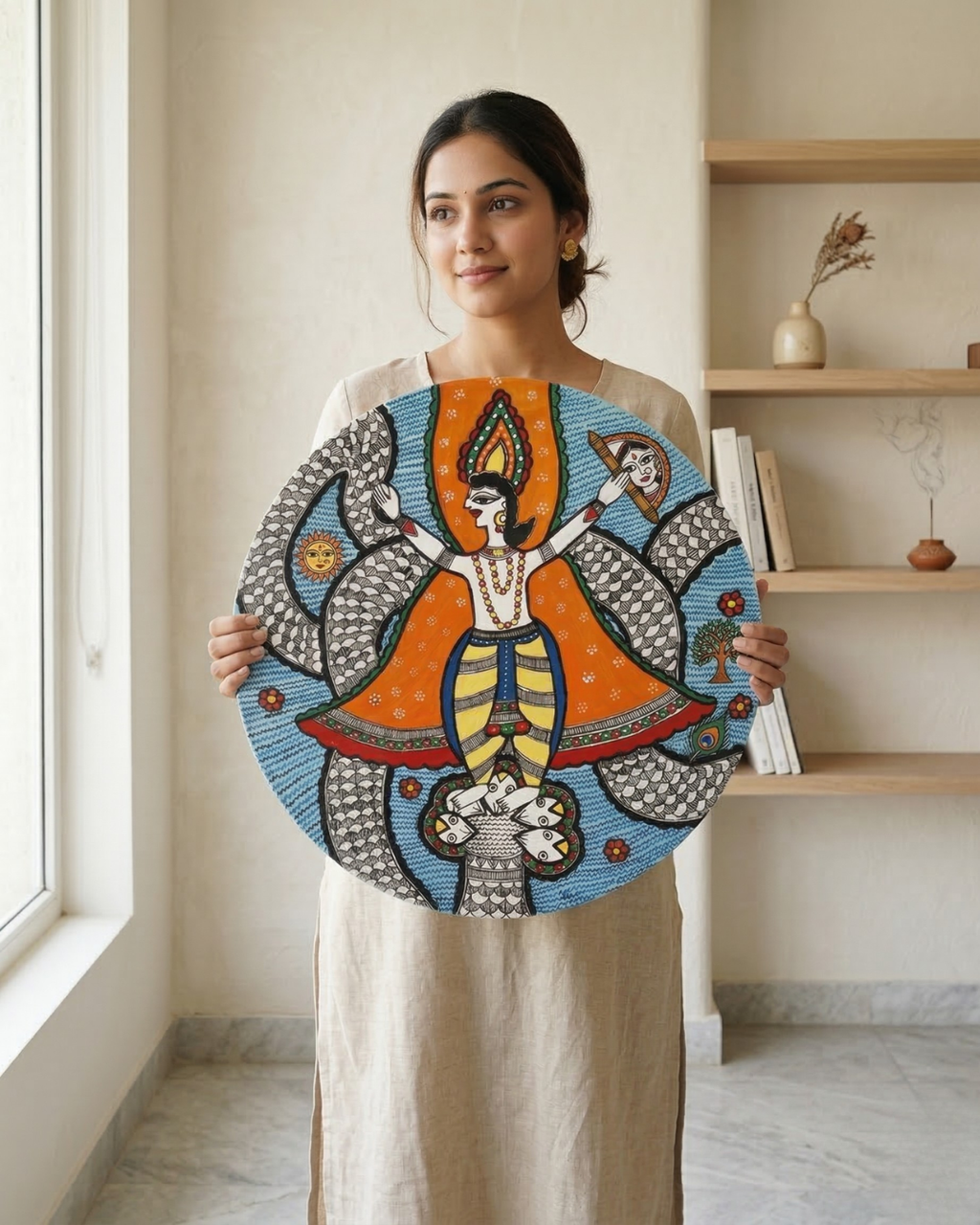 kaliya naag Madhubani Wall Art | 14 Inch MDF Board