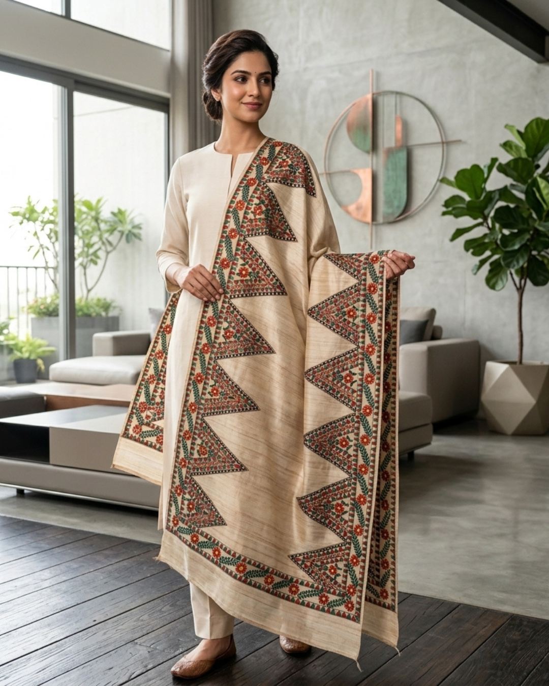 Handmade Madhubani Painting Dupatta – Authentic Ethnic Designer Dupatta for Women