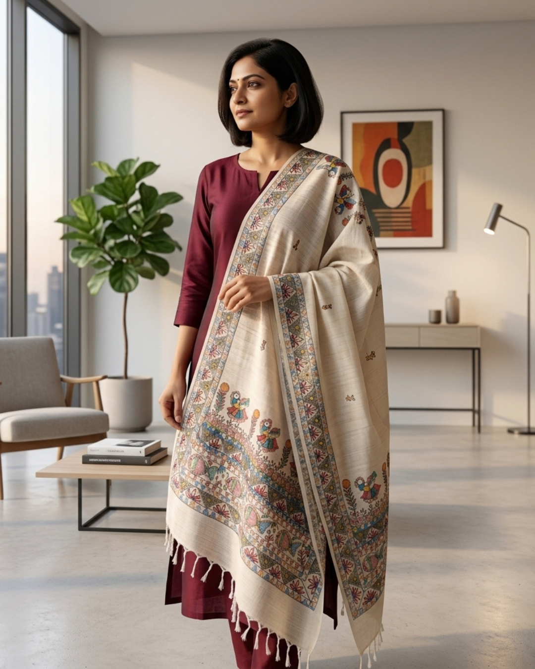 Handmade Madhubani Painting Dupatta for Women – Ethnic Handcrafted