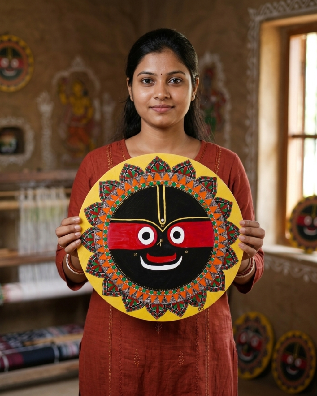 Jagannath Ji Madhubani Painting – 16 Inch MDF Wall Art