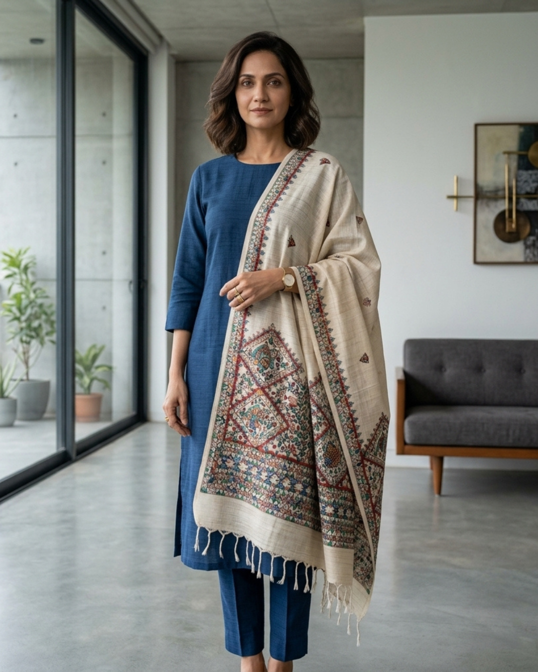 Handmade Madhubani Painting Dupatta for Women | Ethnic Handcrafted