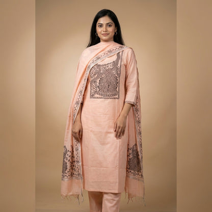 Hand-Painted Madhubani Kurti Plazzo Dupatta Set