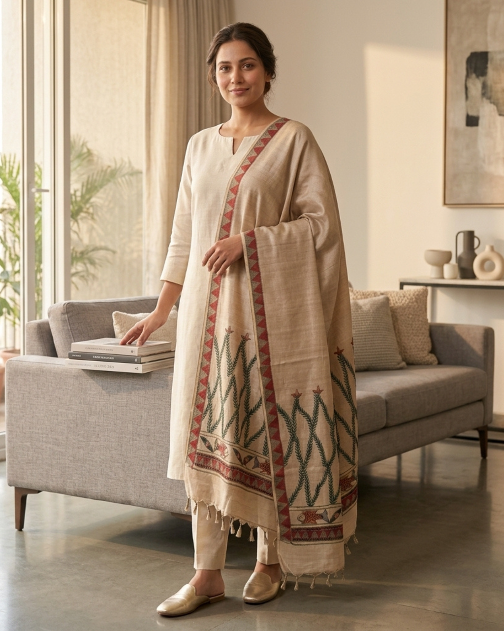 Handmade Madhubani Painting Dupatta for Women – Ethnic Handcrafted Traditional