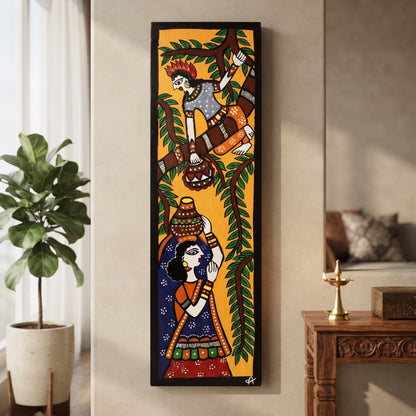 Radha Krishna Handpainted Madhubani Wall Art Decor