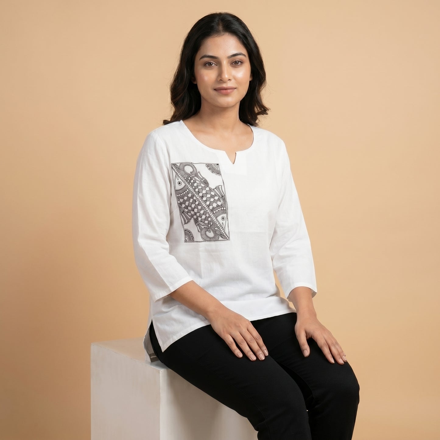 Women's Hand-Painted Madhubani Top | Ethnic Art Wear