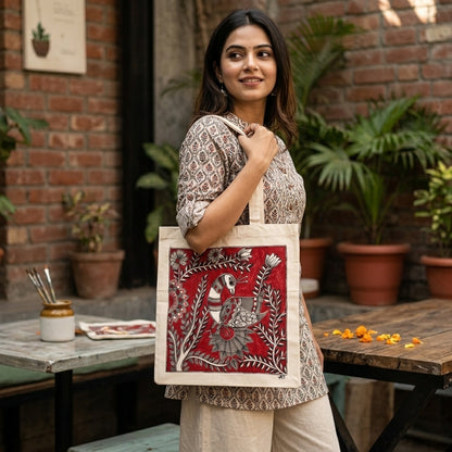 Madhubani Painting Tote Bag for Daily Ethnic Style