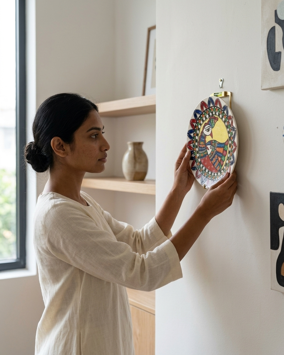 Peacock Madhubani Painting Wall Art – Handcrafted Decorative Wall Hanging