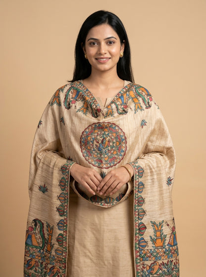 Handmade Madhubani Painting Dupatta for Women