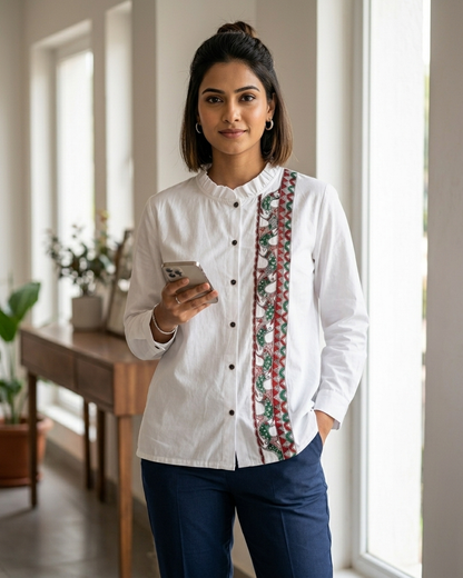 Handcrafted Women's Madhubani Painting Designer Shirt