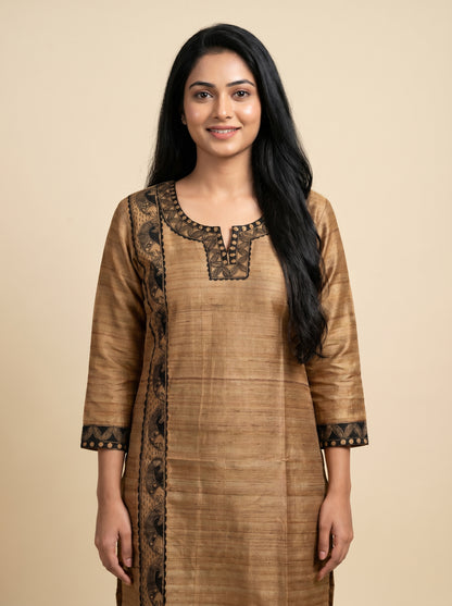 Hand-Painted Madhubani Readymade Kurti for Women