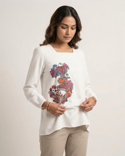 Madhubani Top for Women | Hand-Painted Ethnic Art