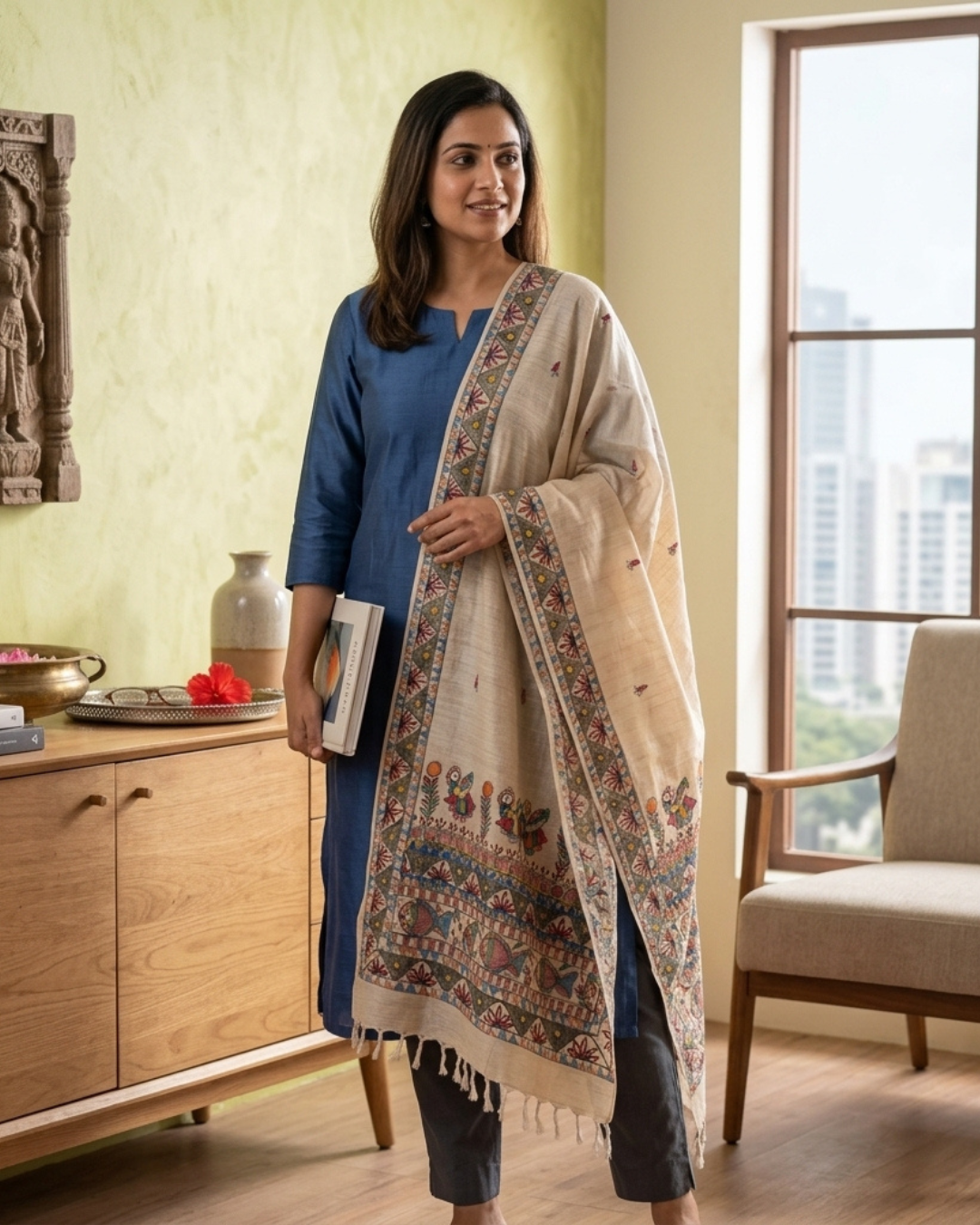 Handmade Madhubani Painting Dupatta for Women – Ethnic Handcrafted