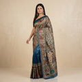 Blue Handmade Madhubani Painting  Saree with Blouse