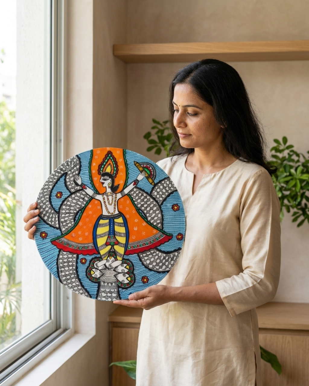 kaliya naag Madhubani Wall Art | 14 Inch MDF Board