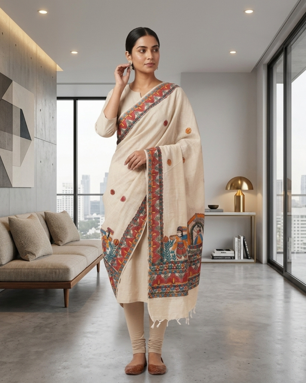 Handmade Madhubani Painting  Dupatta for Women – Handcrafted Ethnic