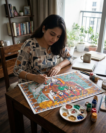 Dwarikadhish Madhubani Painting | Traditional Wall Art