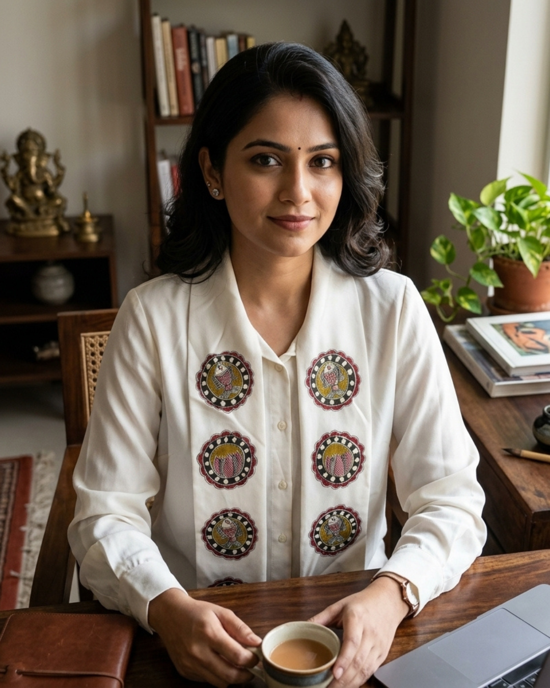 Handmade Madhubani Painting Women Shirt – Elegant Ethnic Wear