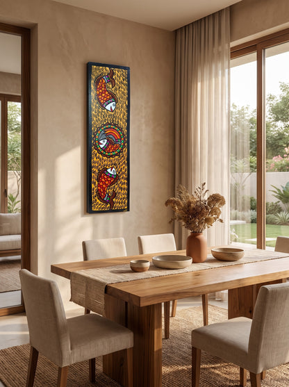 Fish Handpainted Madhubani Wall Art for Home Decor