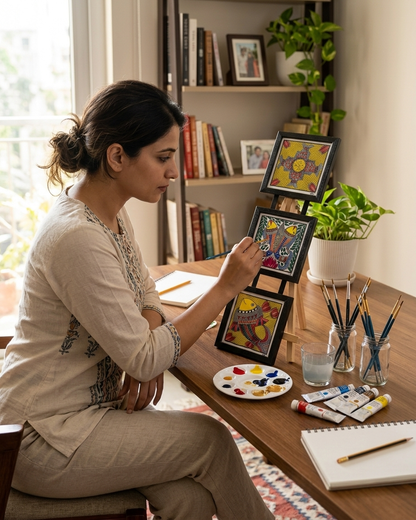 Handmade Fish Madhubani Painting Traditional Wall Art
