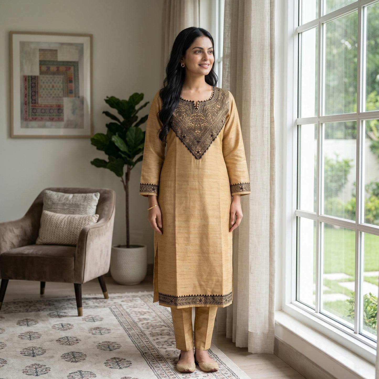 Hand-Painted Madhubani Kurti Palazzo Set for Women