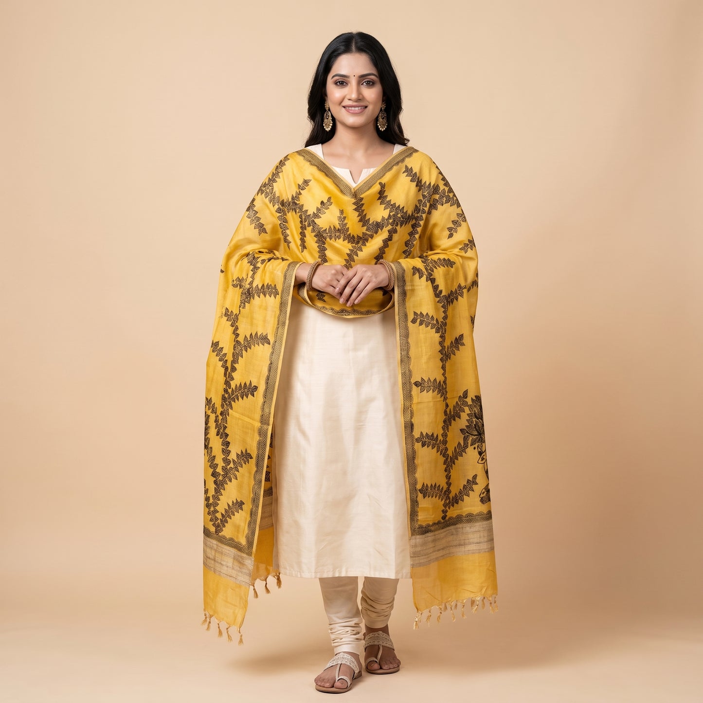 Handmade Madhubani Painting Dupatta for Women & Girls