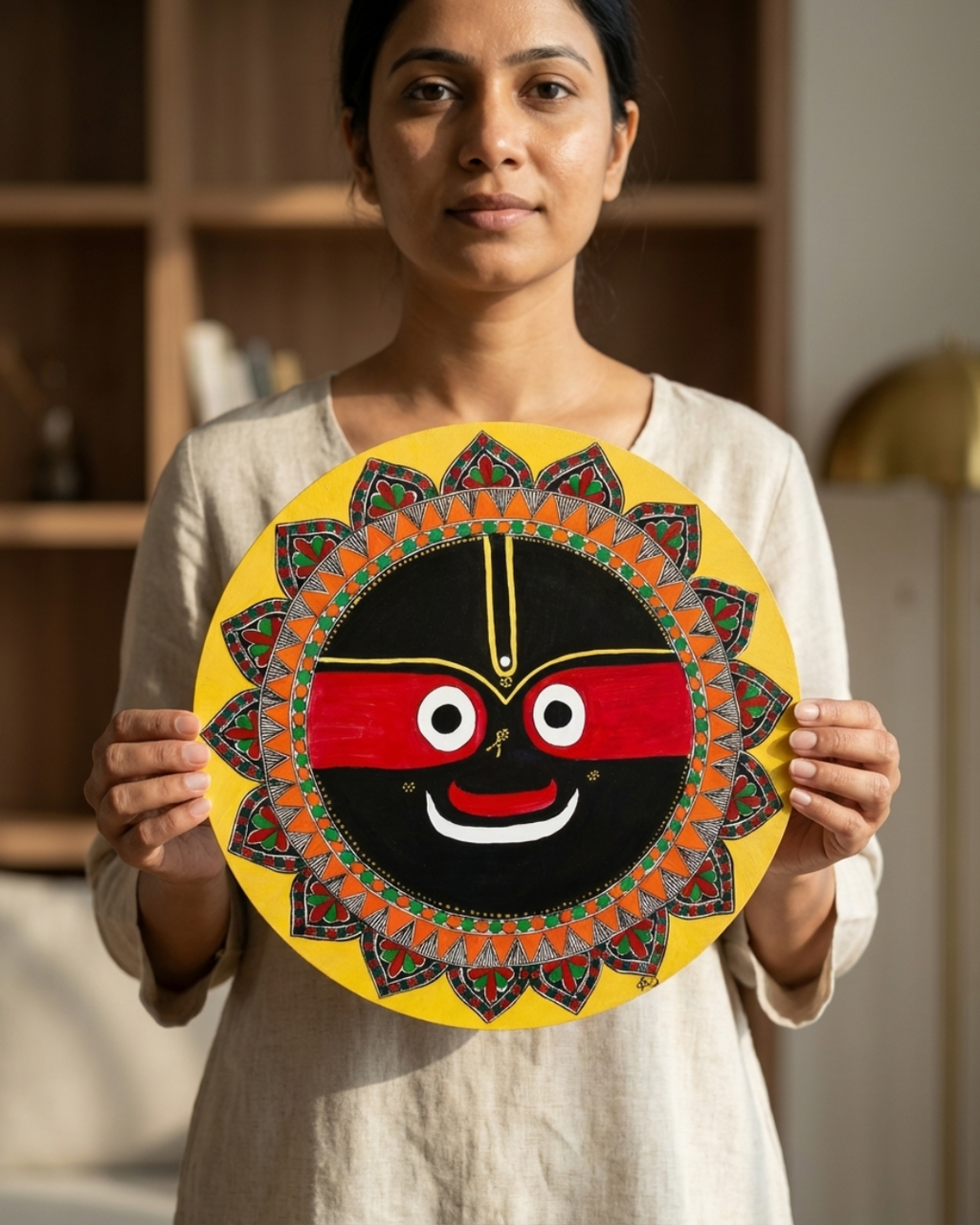 Jagannath Ji Madhubani Painting – 16 Inch MDF Wall Art